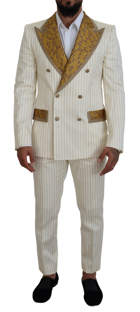 - Elegant Off White Double Breasted Suit
