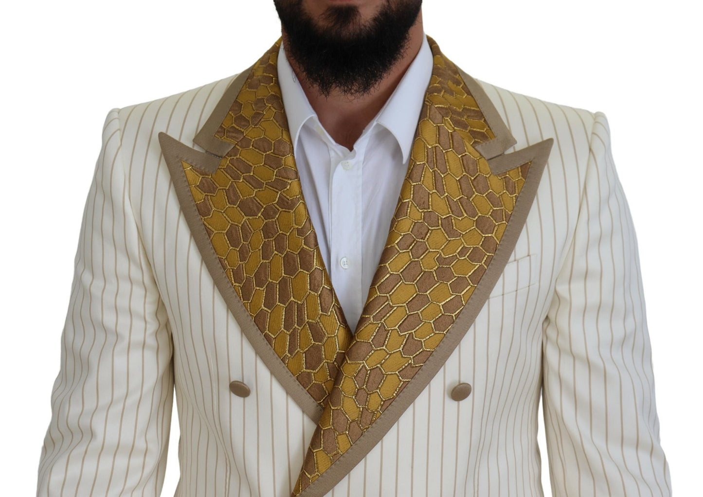 - Elegant Off White Double Breasted Suit