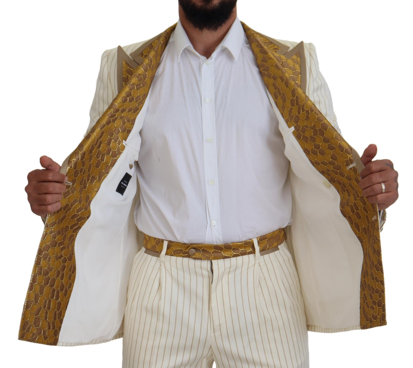 - Elegant Off White Double Breasted Suit