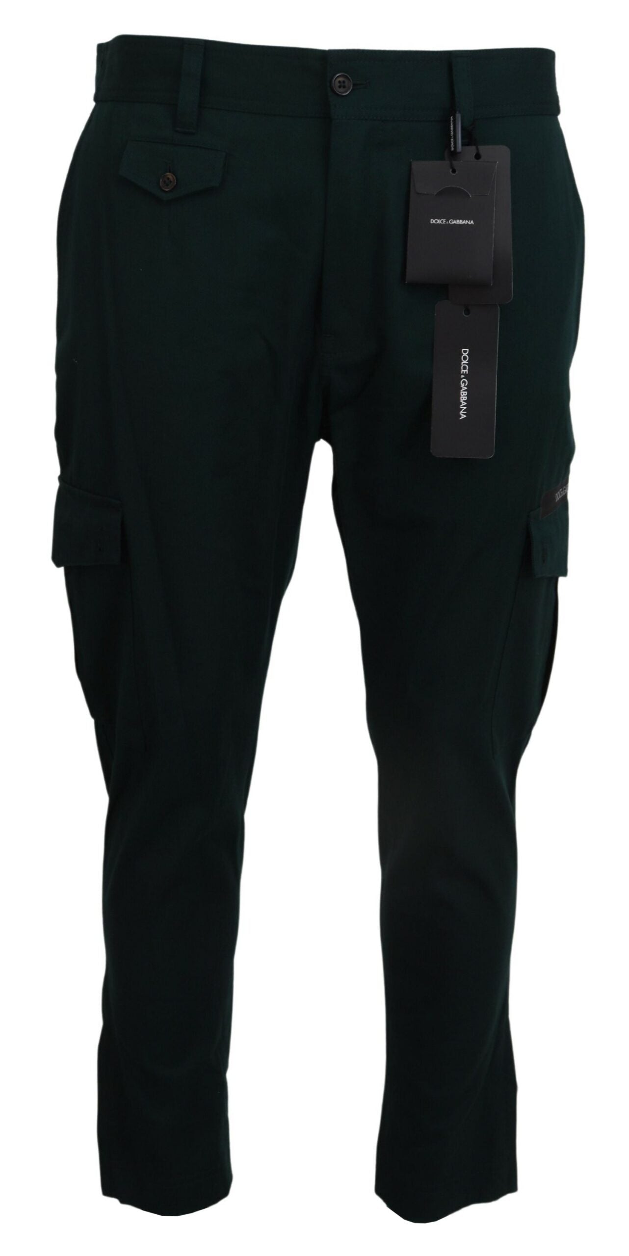 - Elegant Green Slim Fit Cargo Jeans