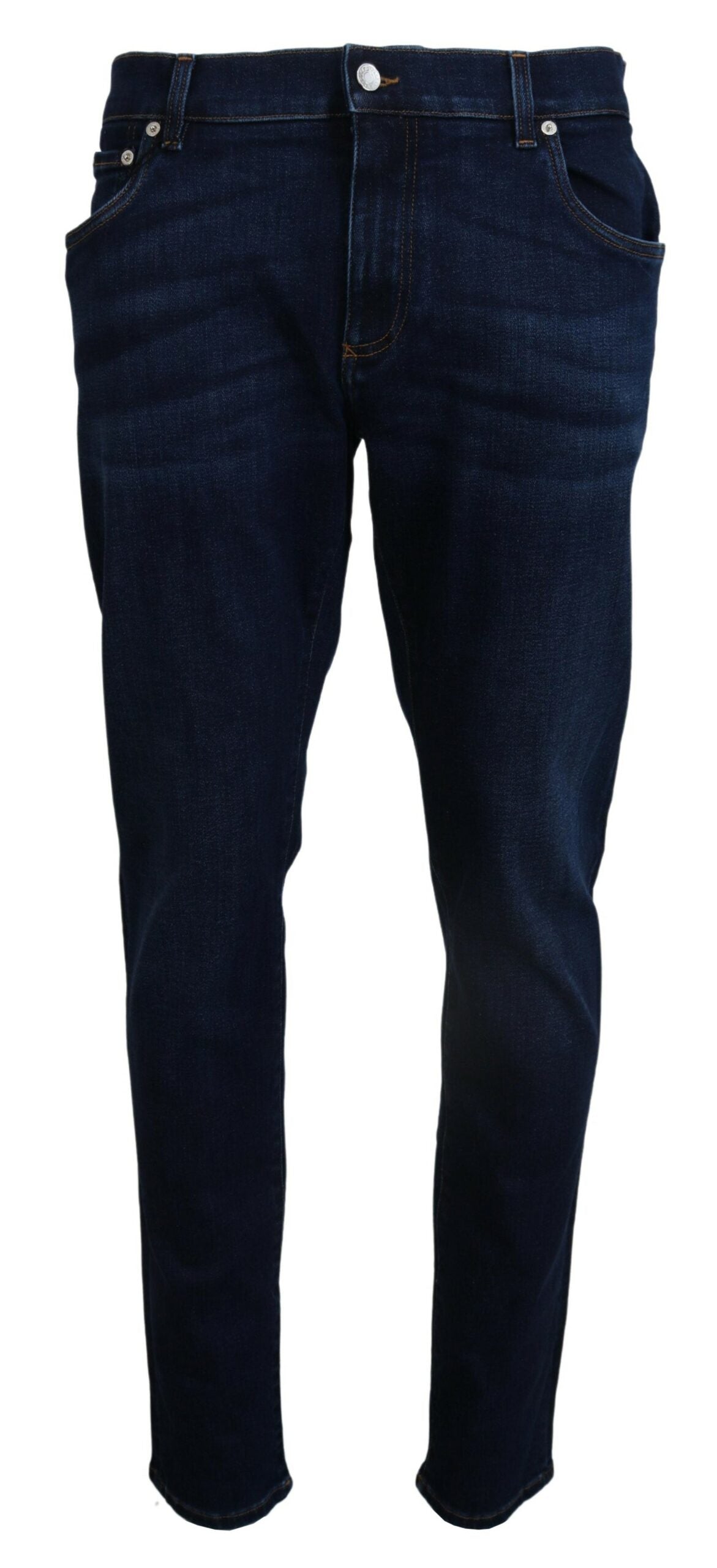 - Elegant Slim Fit Dark Blue Denim Jeans