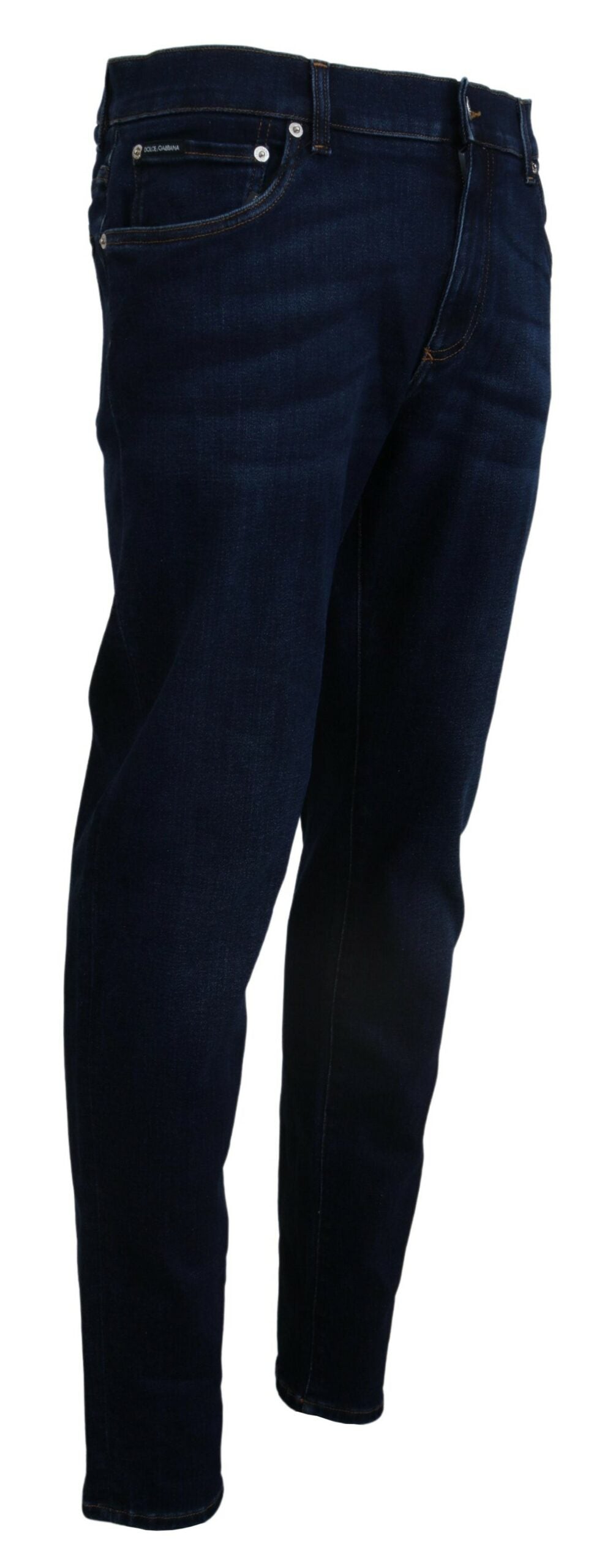 - Elegant Slim Fit Dark Blue Denim Jeans