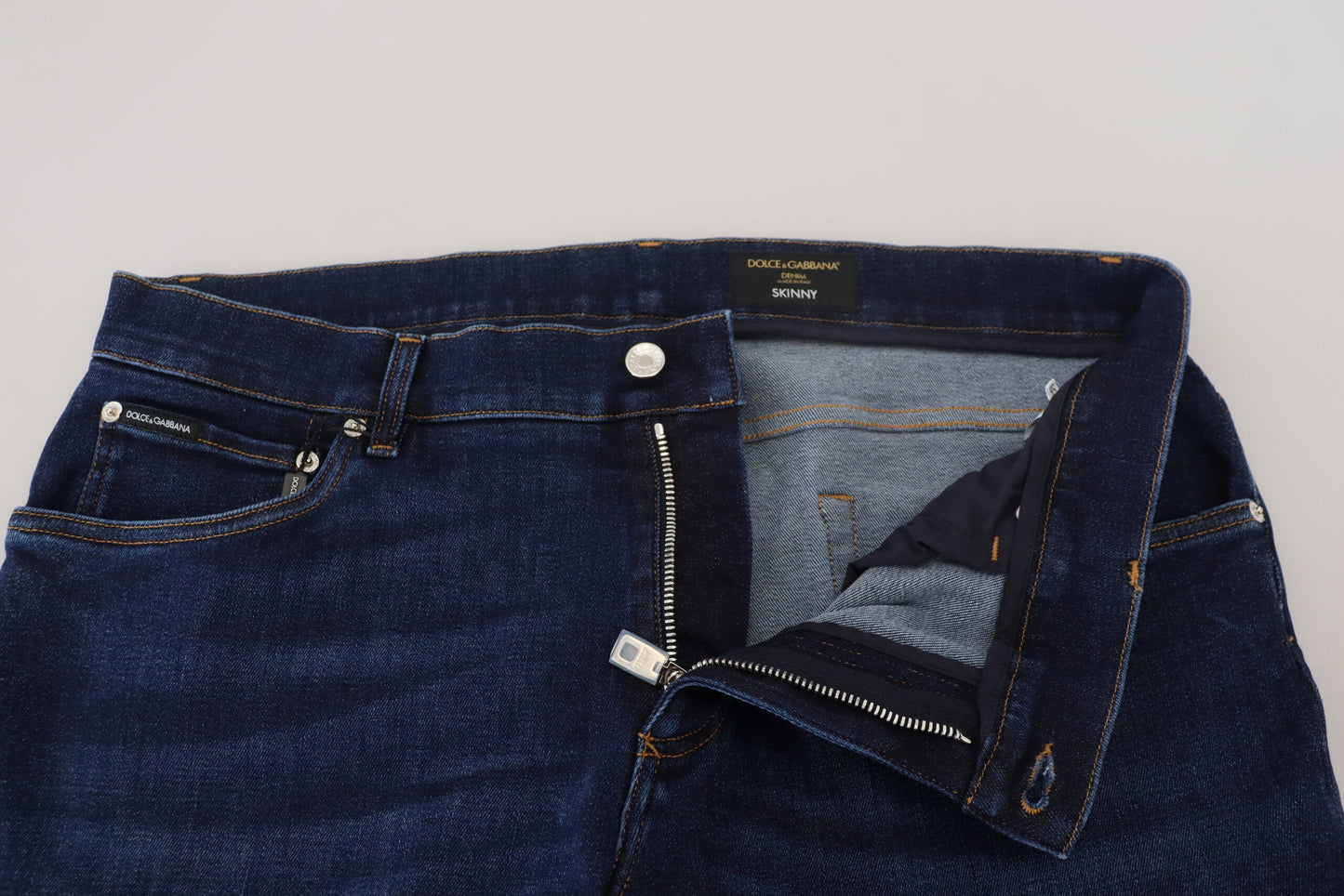 - Elegant Slim Fit Dark Blue Denim Jeans