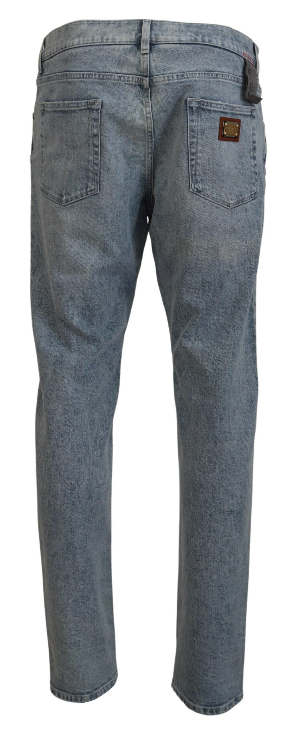 - Elegant Slim-Fit Light Blue Denim Pants