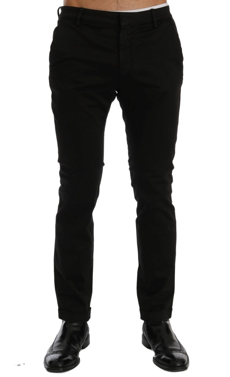 - Chic Black Slim Fit Cotton Stretch Pants