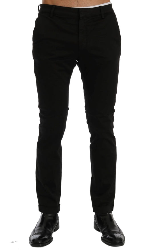 - Chic Black Slim Fit Cotton Stretch Pants
