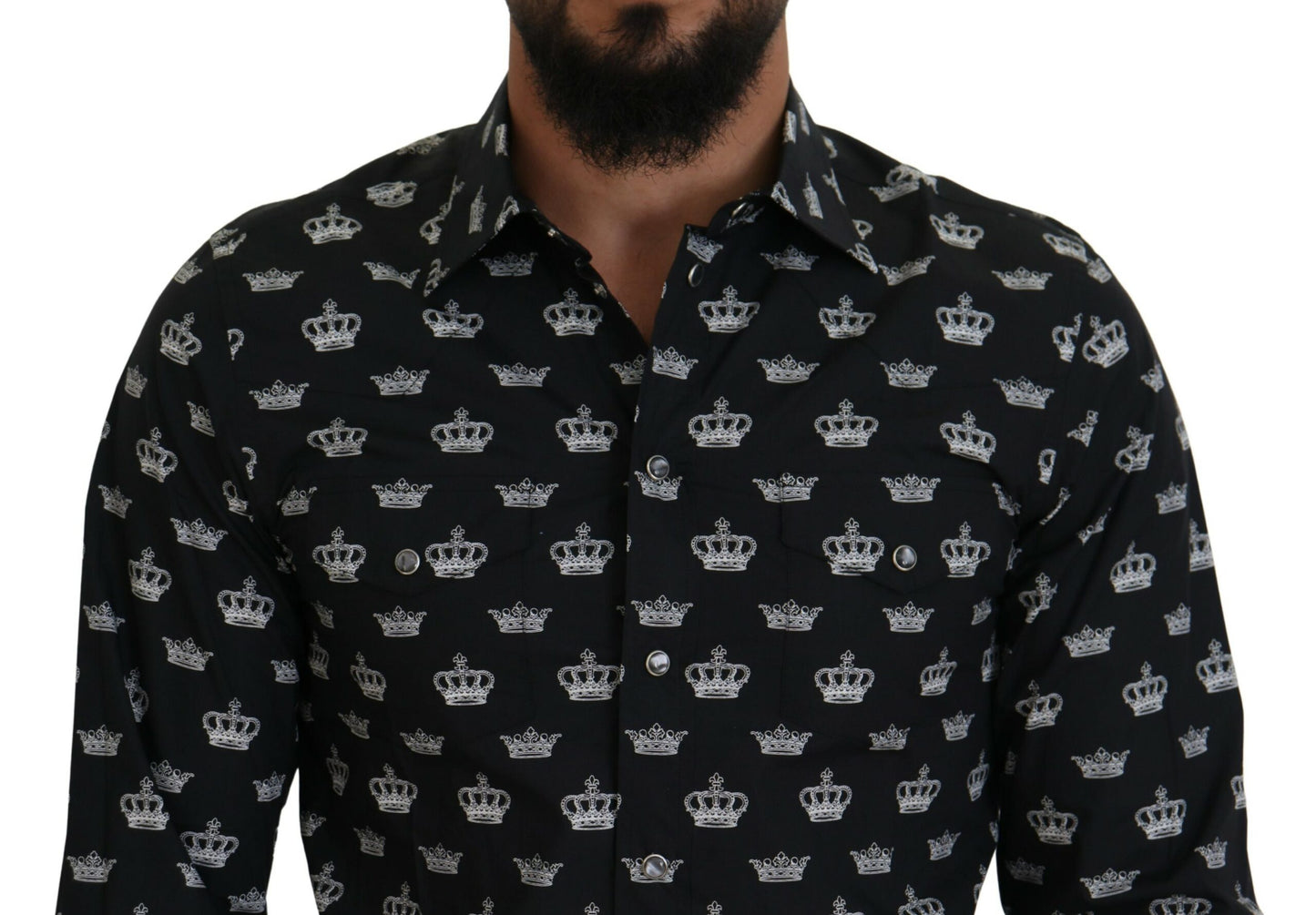 - Elegant Slim Fit Crown Print Formal Shirt