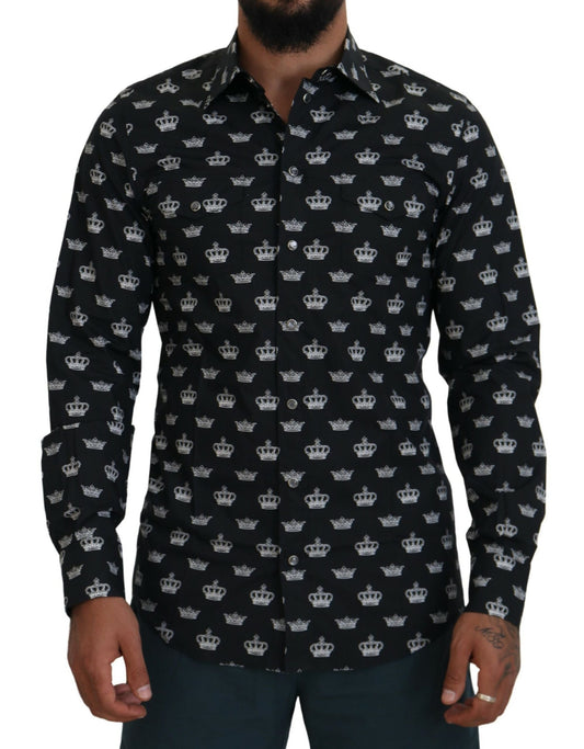 - Elegant Slim Fit Crown Print Formal Shirt