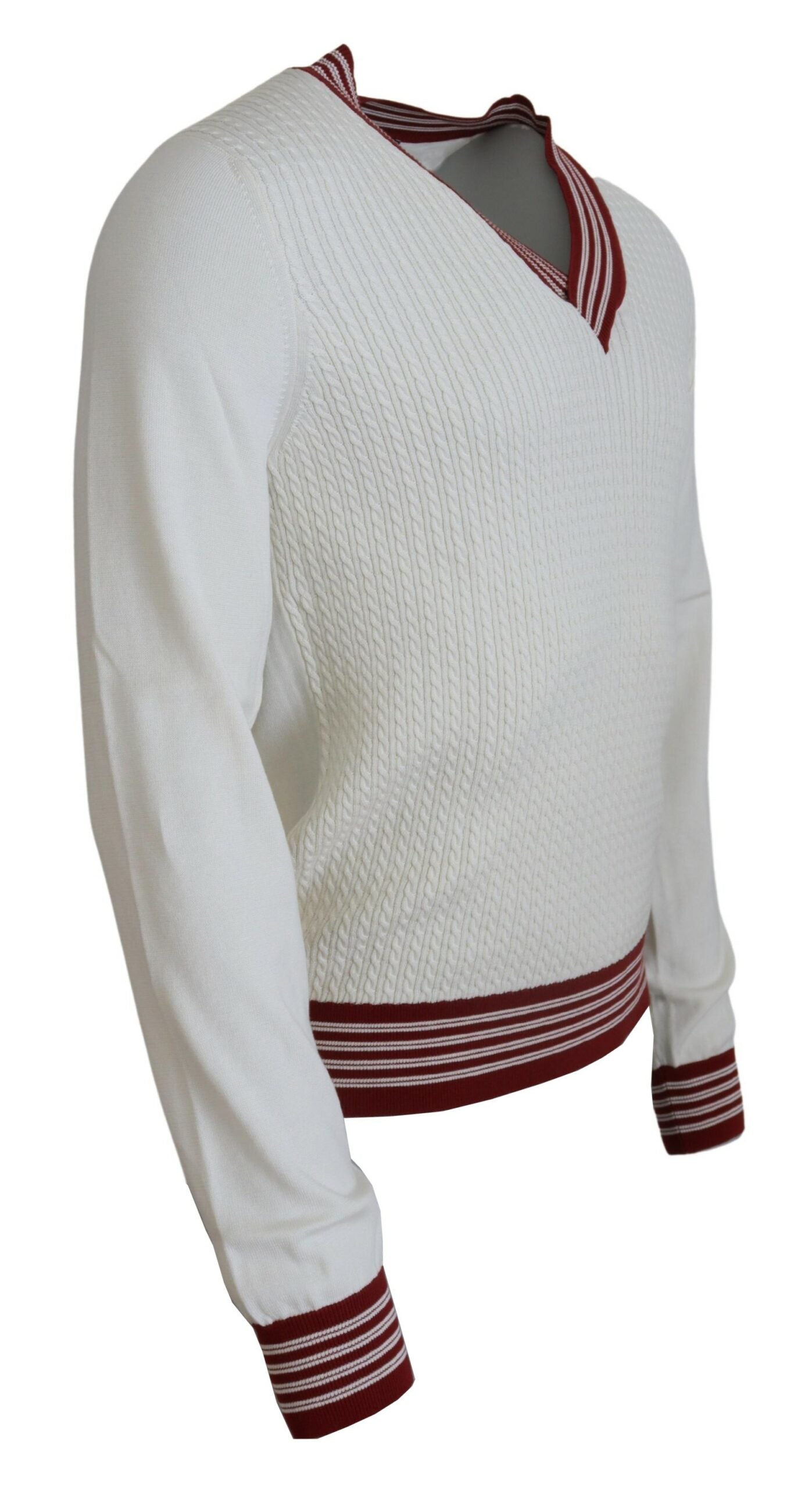 - Off White Silk Cotton V-Neck Sweater