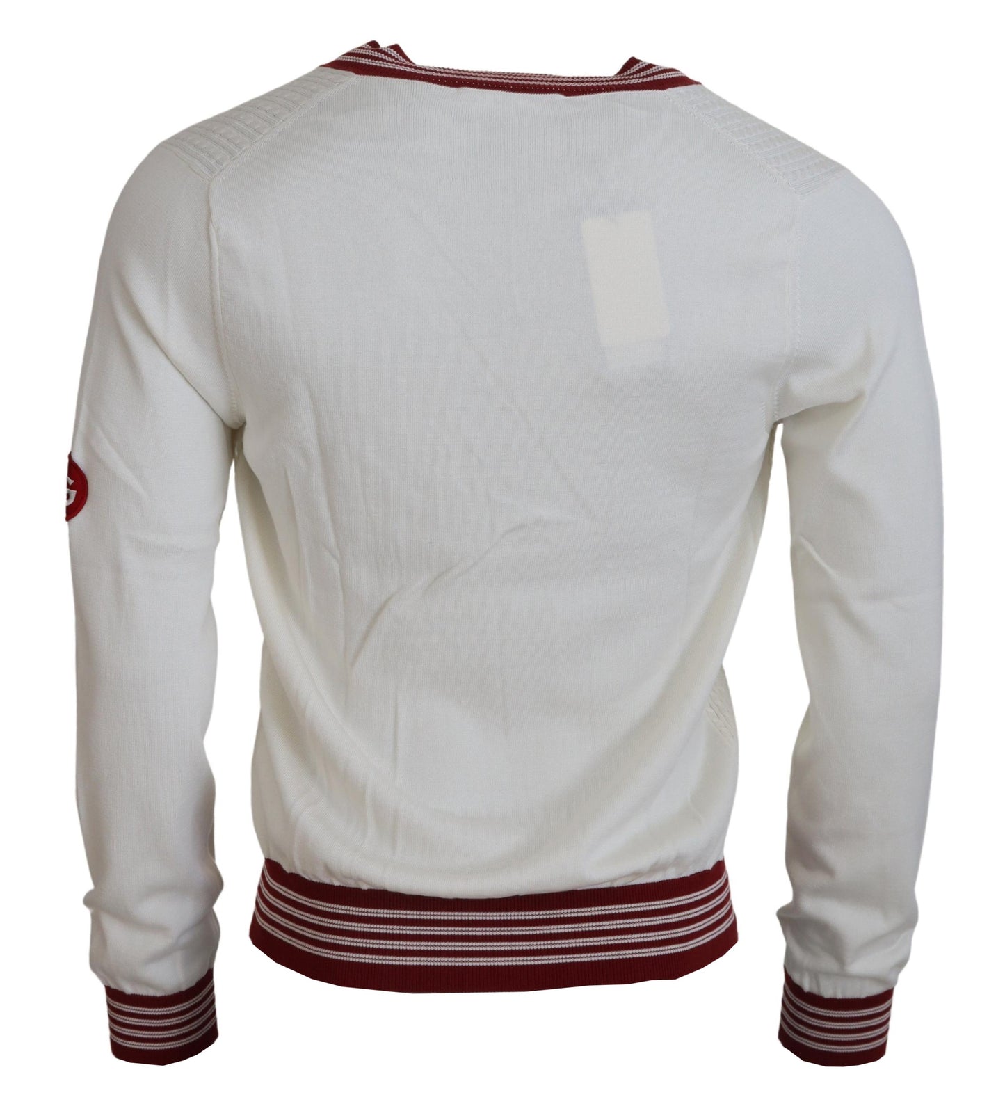 - Off White Silk Cotton V-Neck Sweater