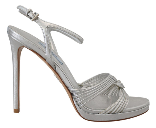 - Elegant Silver Stiletto Heels Sandals
