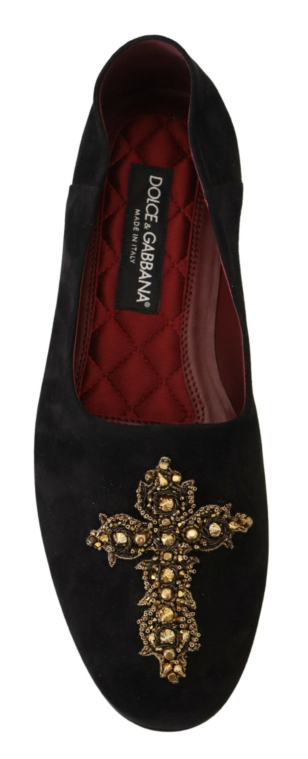 - Black Gold Crystal Sequined Loafers