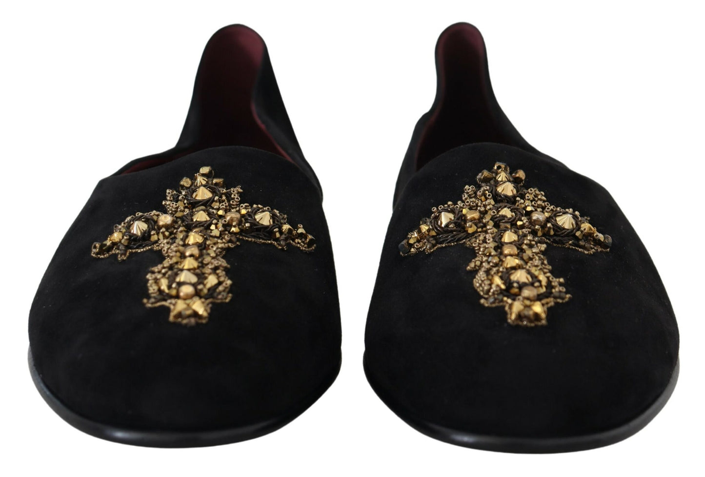 - Black Gold Crystal Sequined Loafers