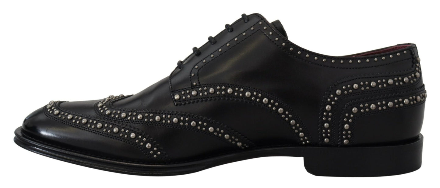 - Elegant Studded Black Derby Shoes