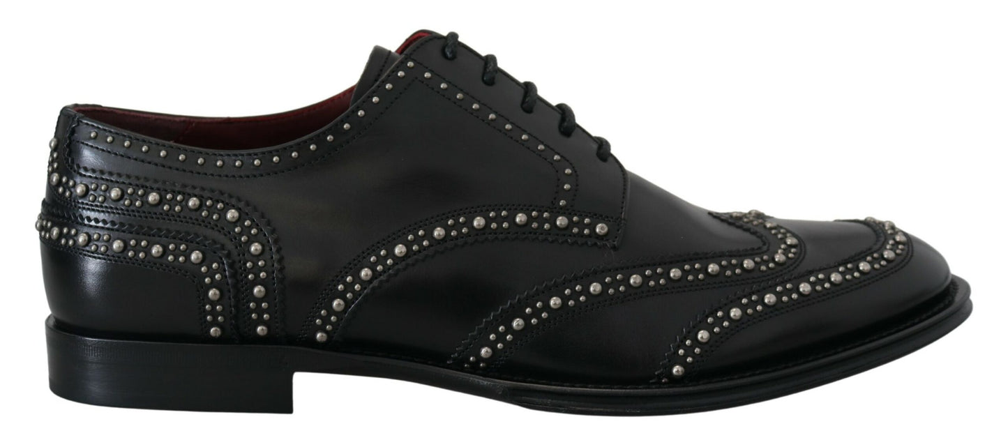 - Elegant Studded Black Derby Shoes