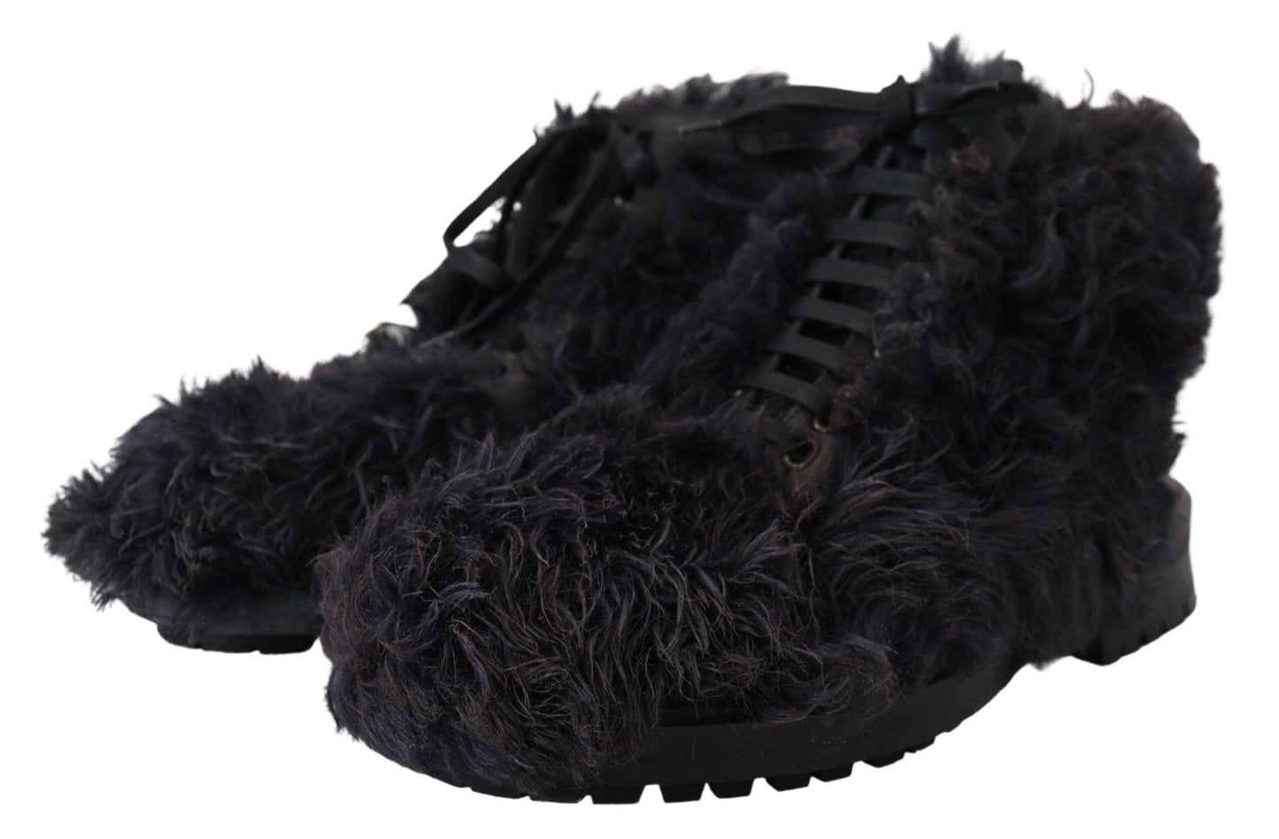 - Black Leather Shearling Ankle Boots