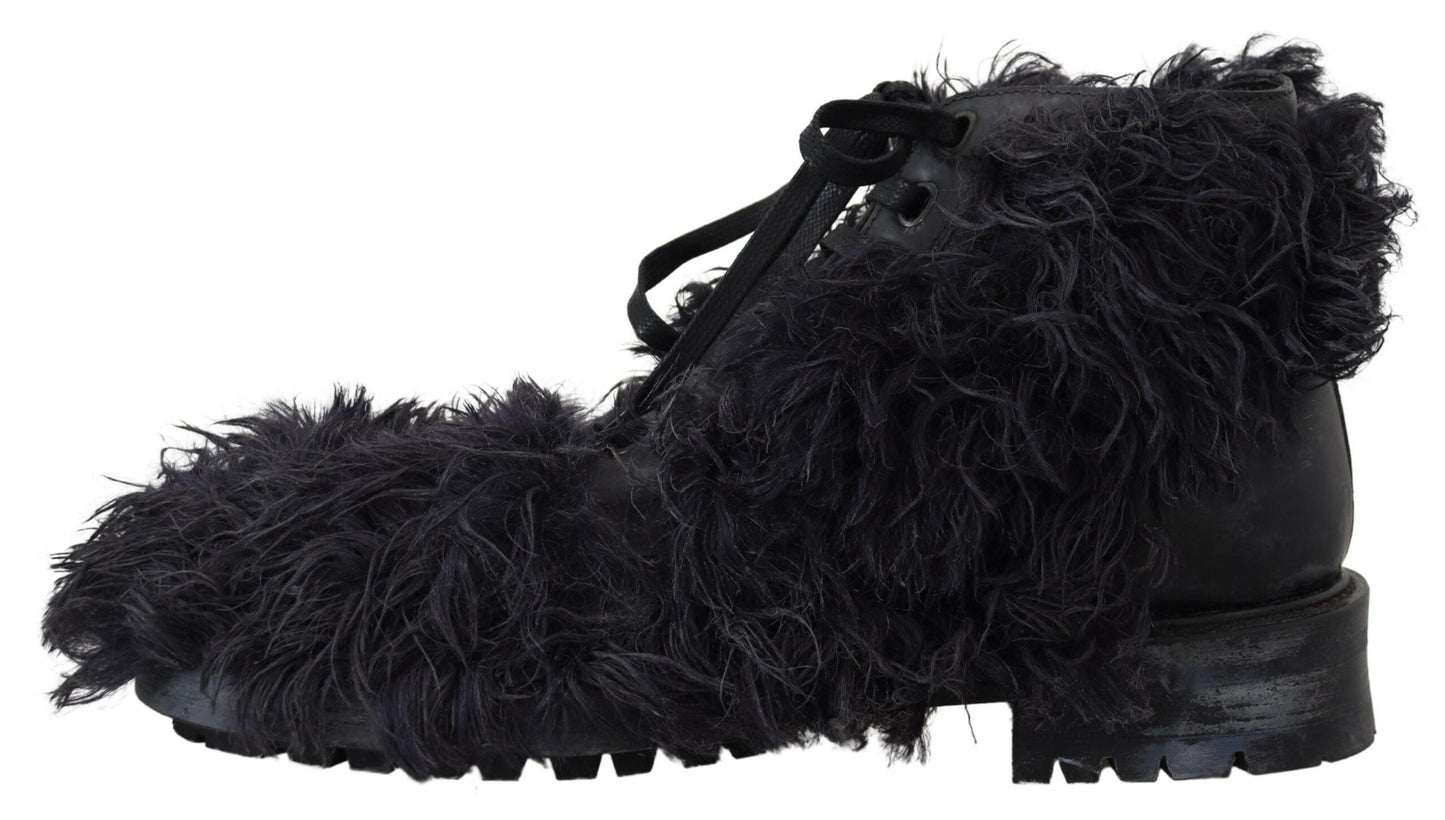 - Black Leather Shearling Ankle Boots