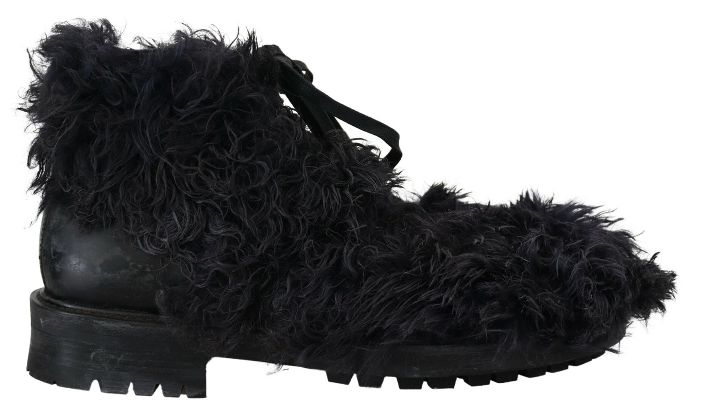 - Black Leather Shearling Ankle Boots