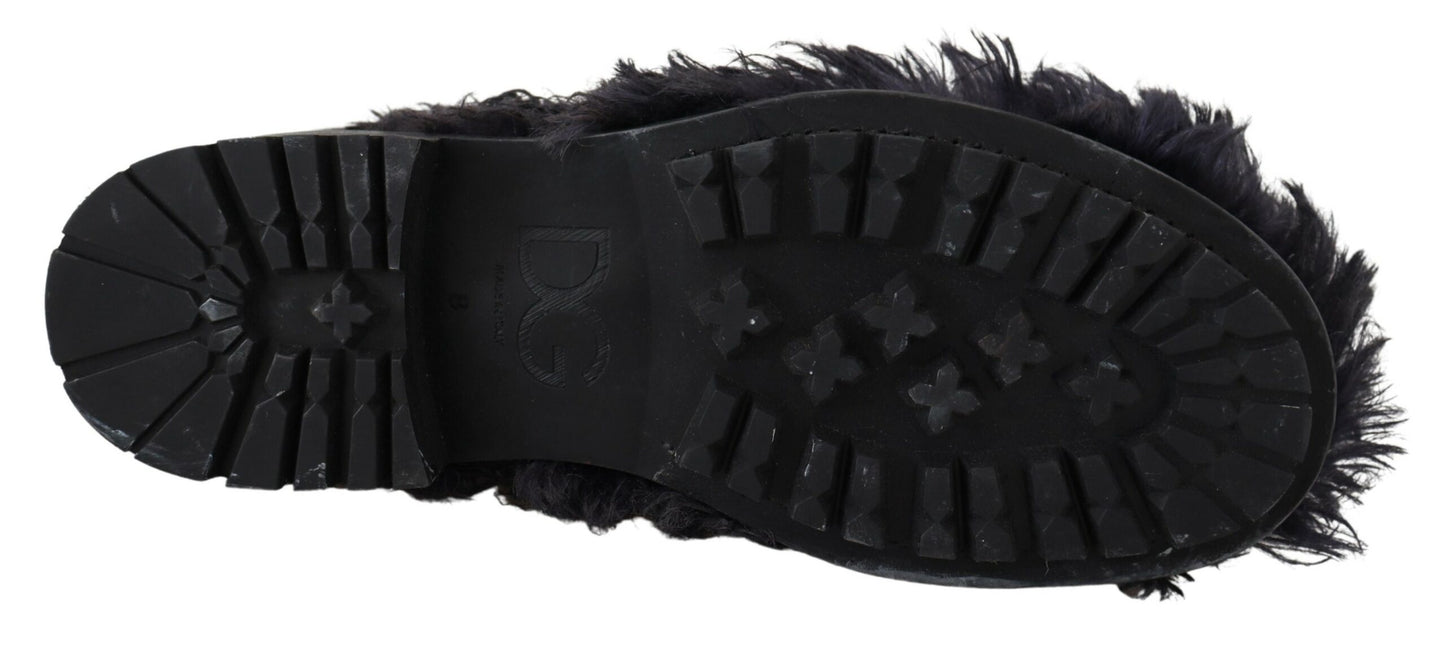 - Black Leather Shearling Ankle Boots