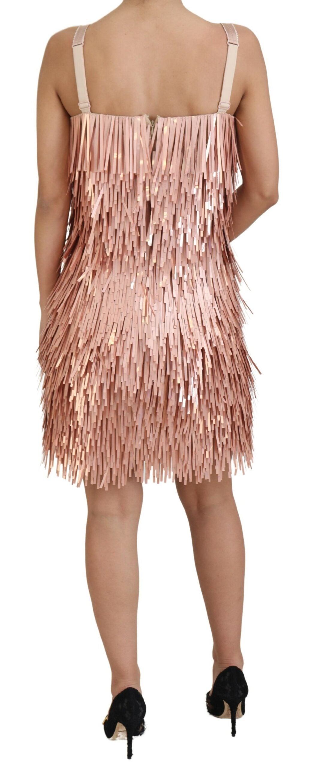 - Elegant Pink A-Line Tinsel Dress