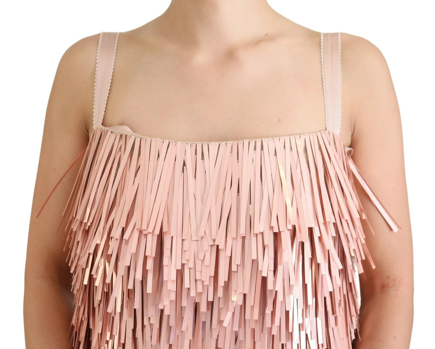 - Elegant Pink A-Line Tinsel Dress