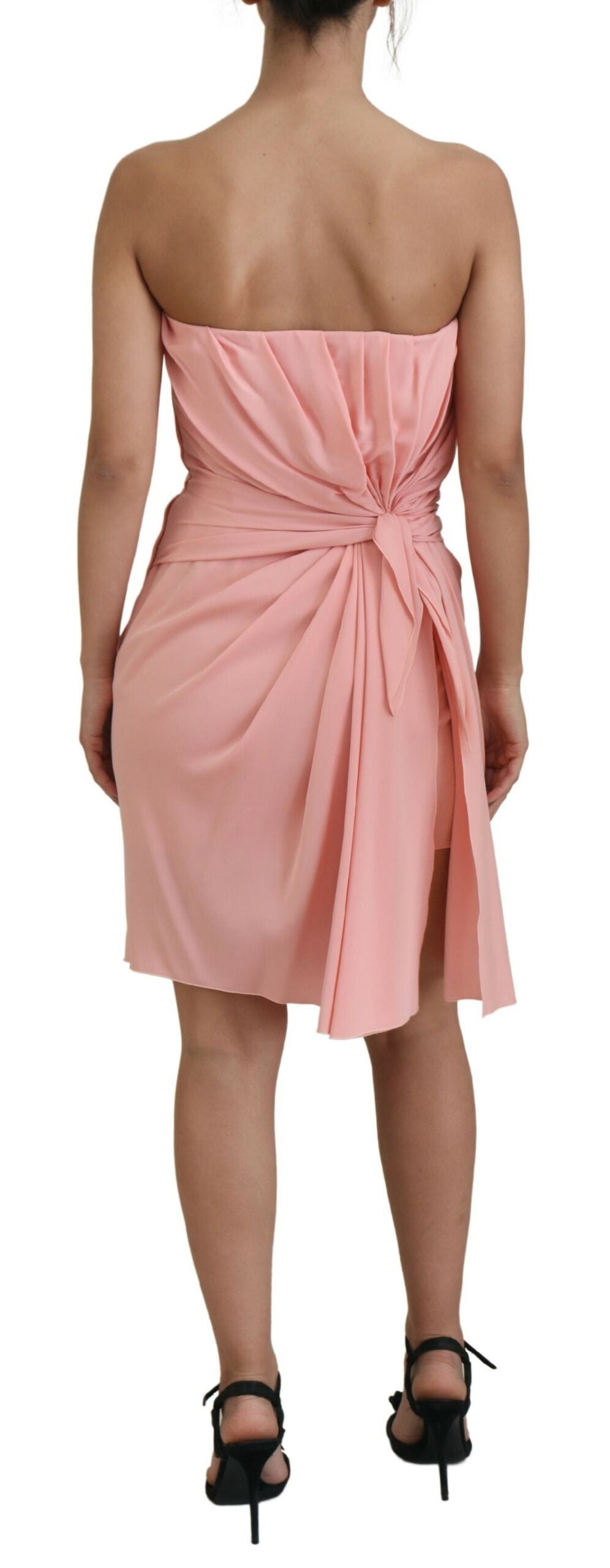 - Elegant Pink Strapless Midi Silhouette