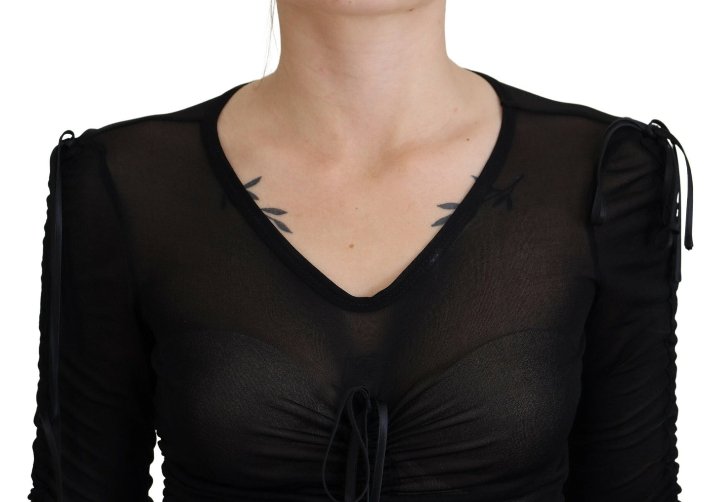 - Elegant Black Silk Blend Bodycon Dress