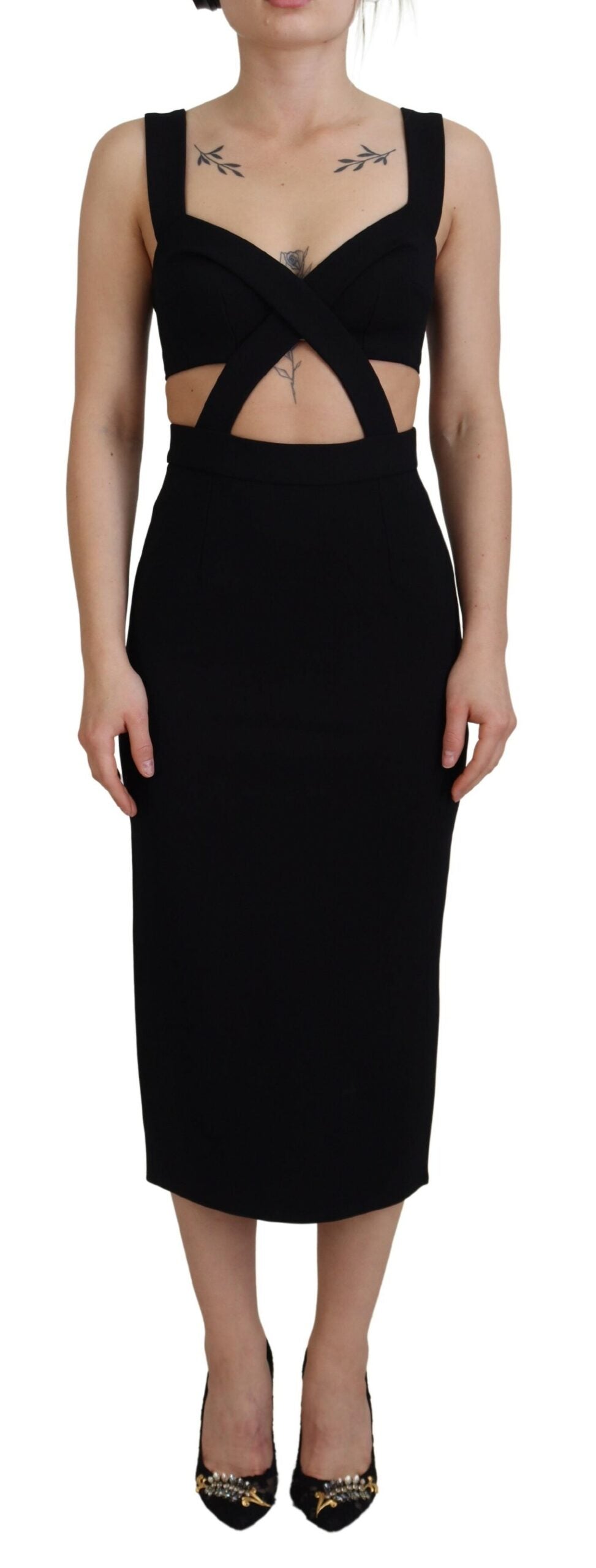 - Elegant Black Midi Sheath Dress