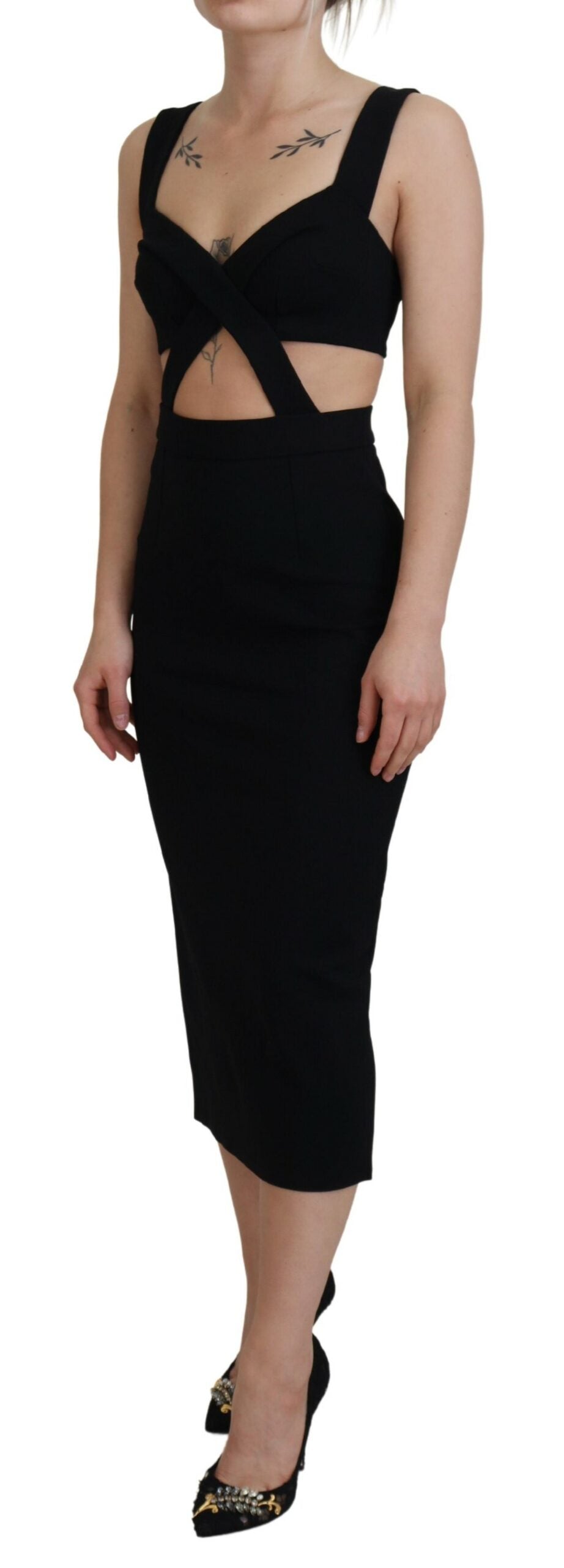 - Elegant Black Midi Sheath Dress