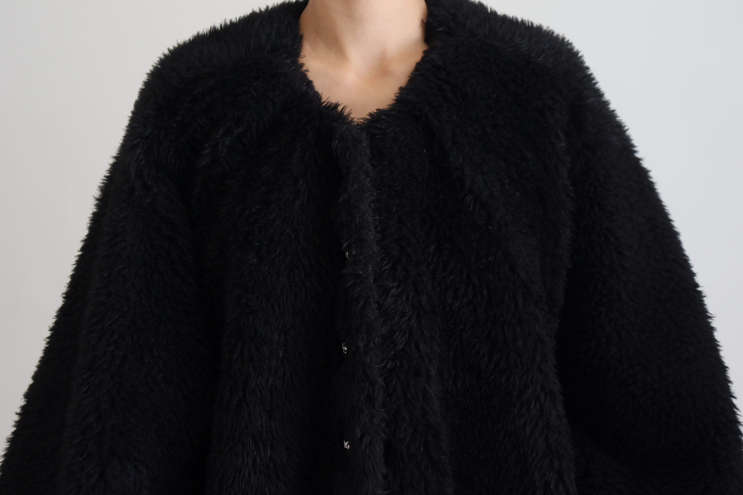 - Elegant Black Cashmere Blend Overcoat Jacket