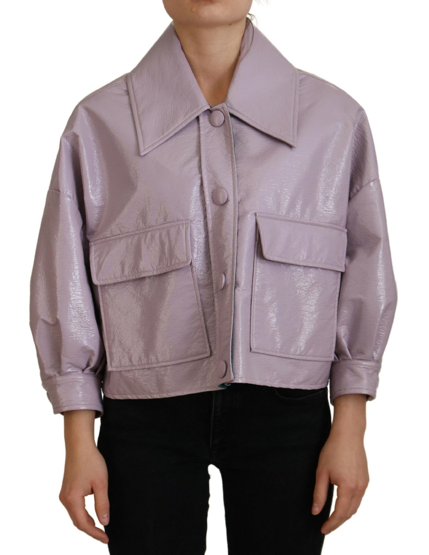 - Chic Purple Cropped Jacket - A Style Statement