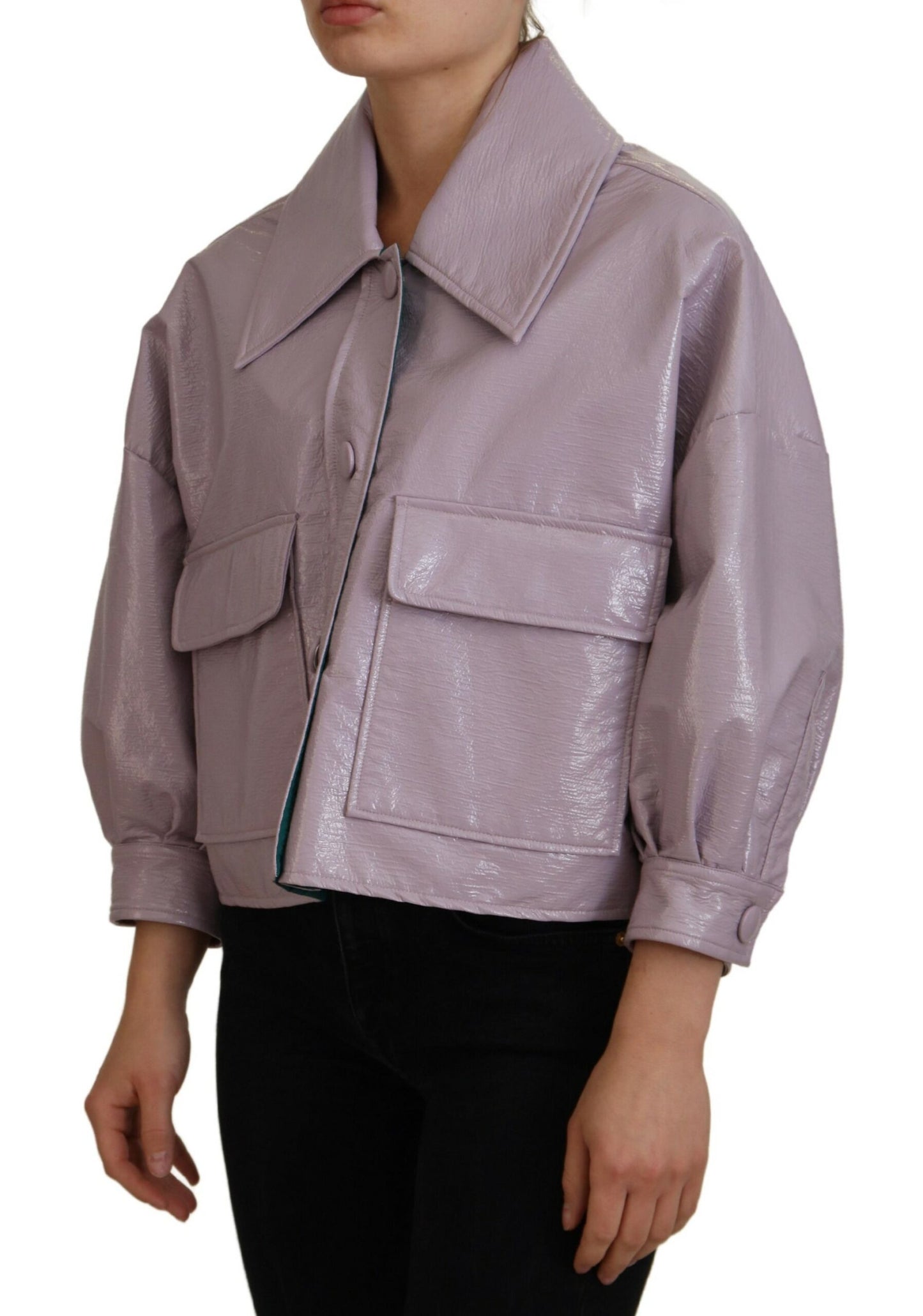 - Chic Purple Cropped Jacket - A Style Statement