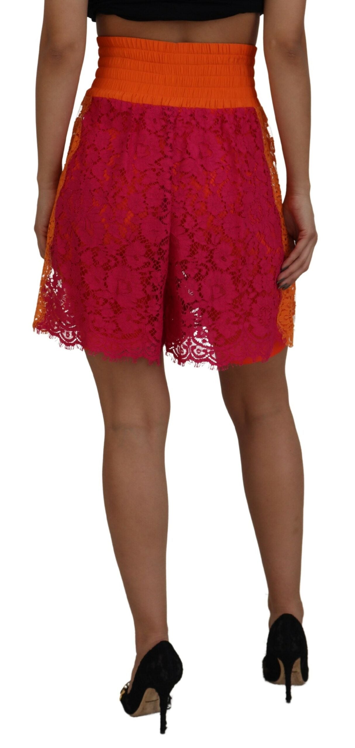 - Elegant Lace High-Waist Shorts in Dual-Tones