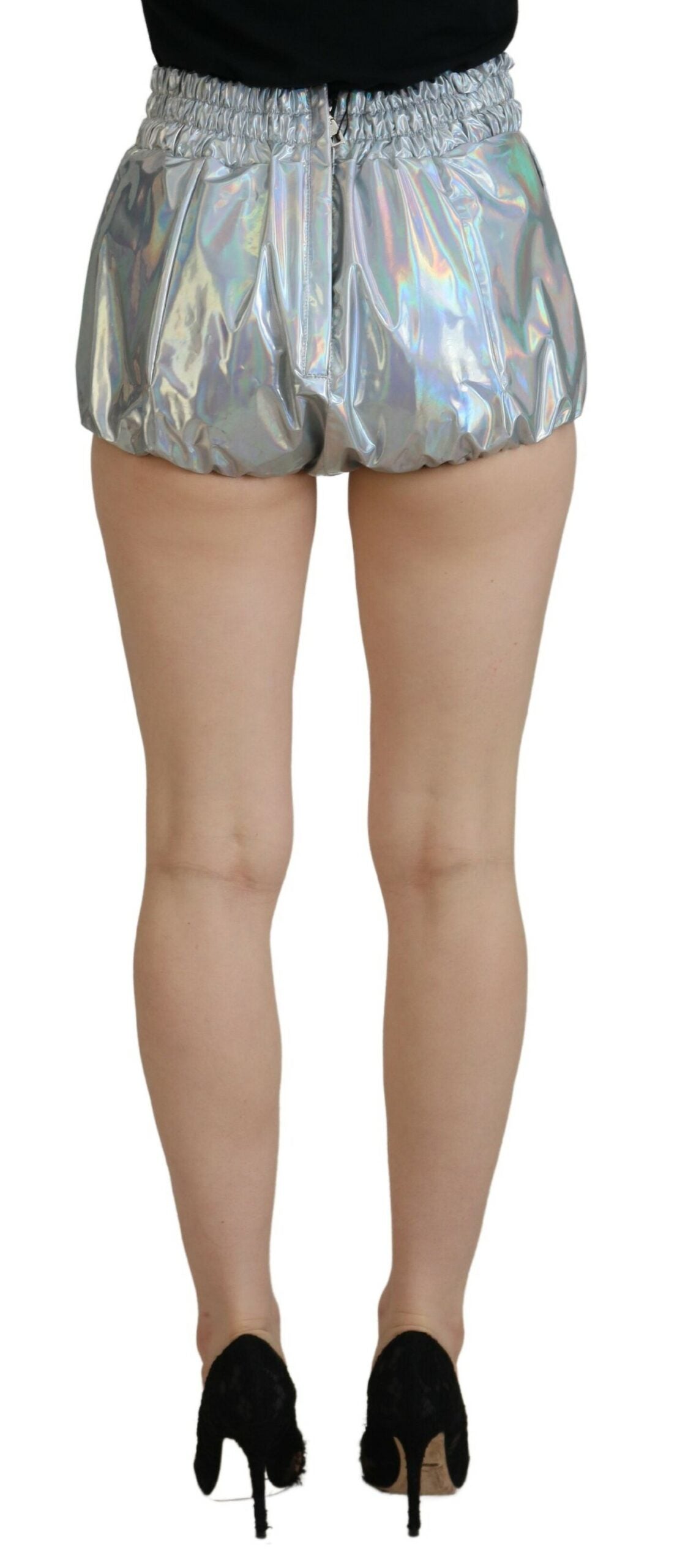 - Elevated Elegance Silver High Waist Shorts