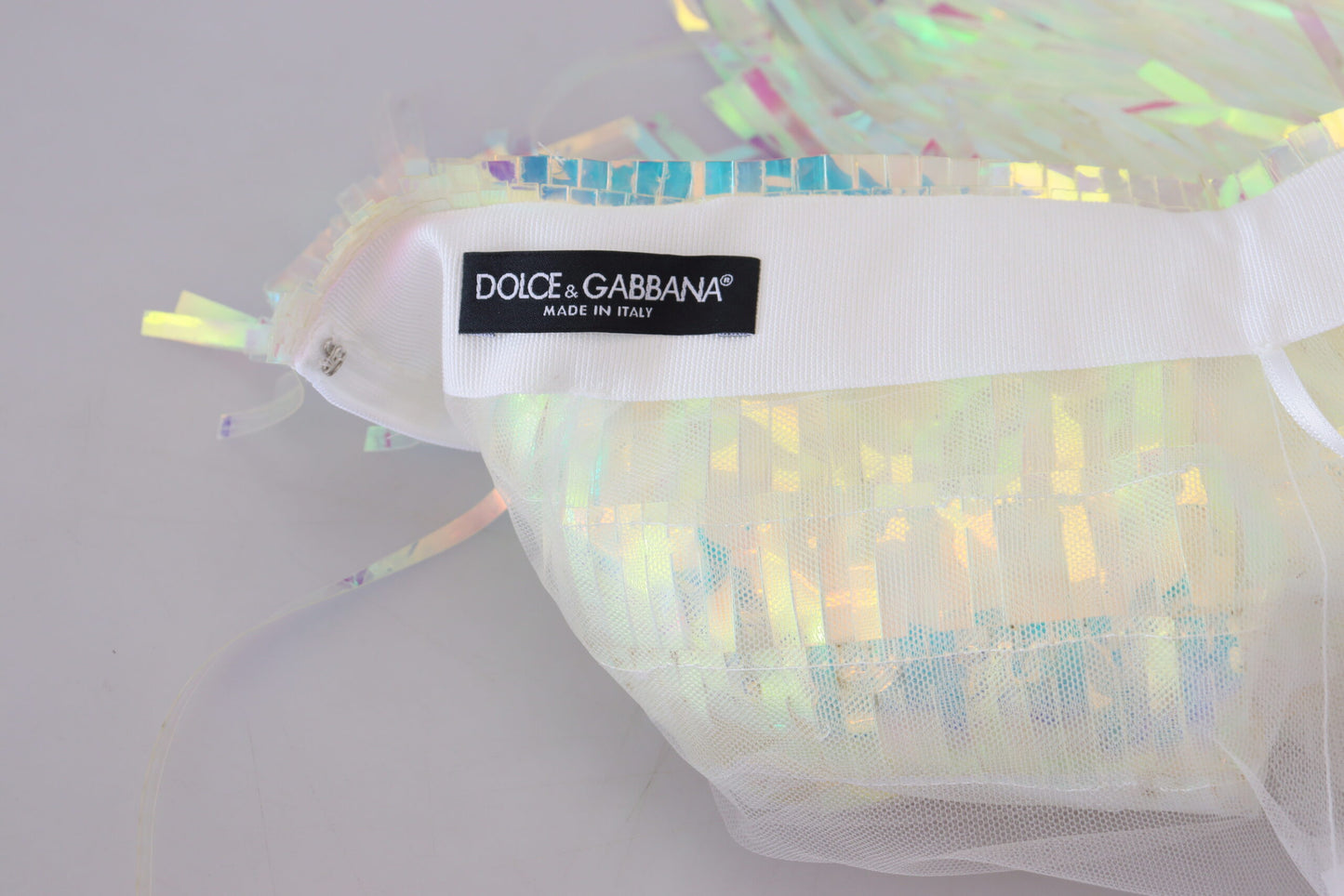 - Iridescent Fringe Mini Skirt Mid Waist