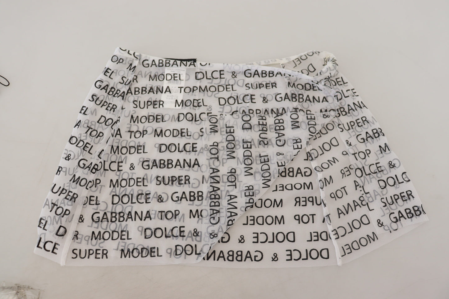 - Elegant White Logo Print Mini Skirt