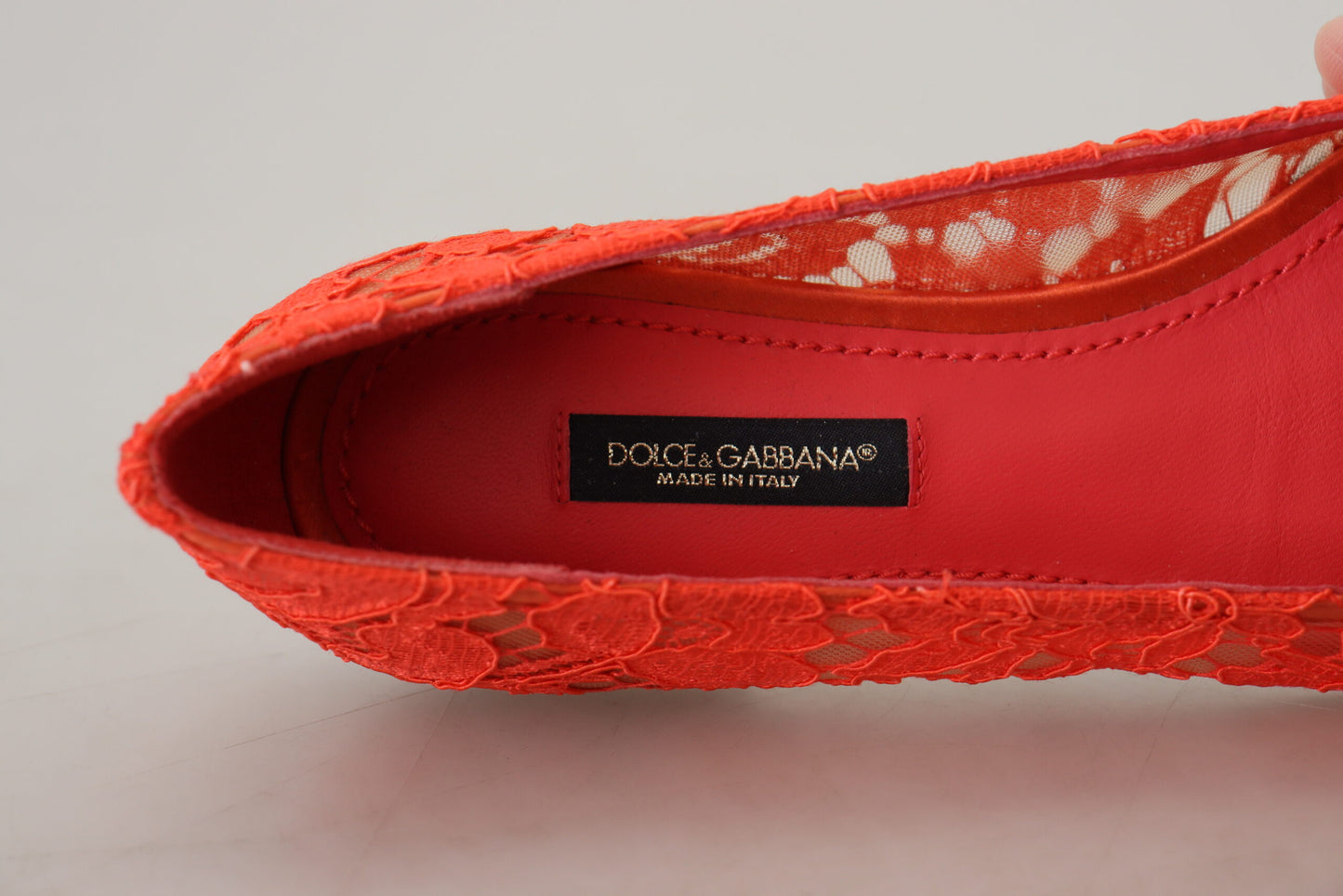 - Elegant Lace Vally Flats in Coral Red
