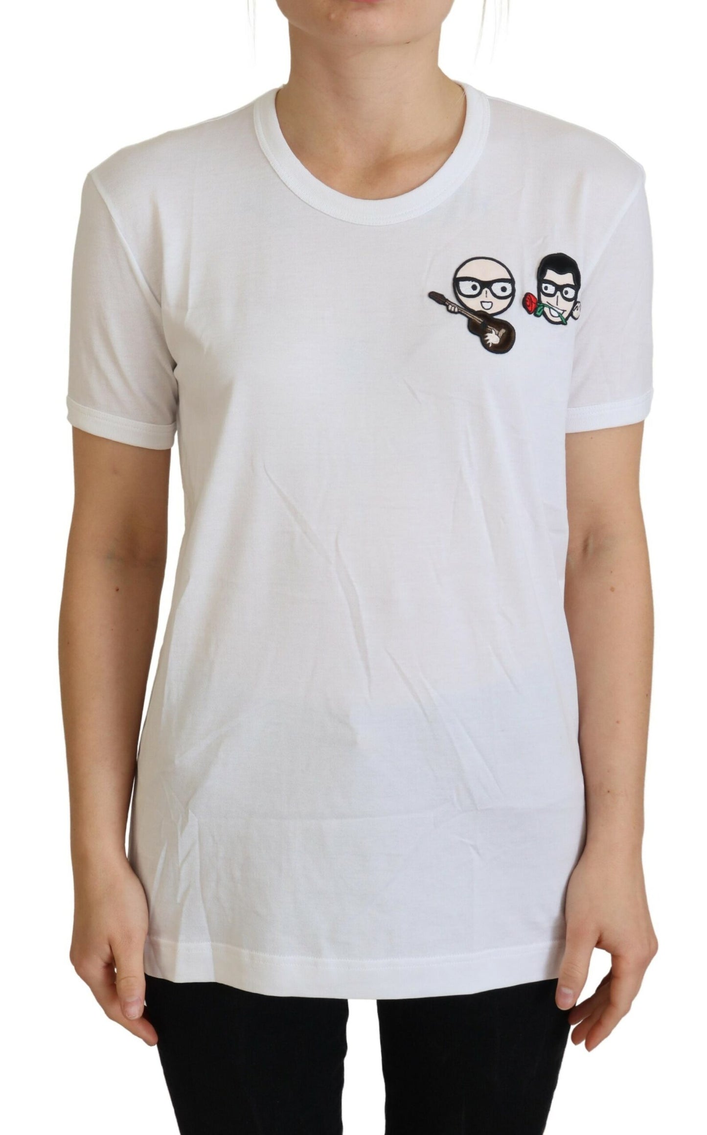 - Elegant White Crewneck Cotton T-Shirt
