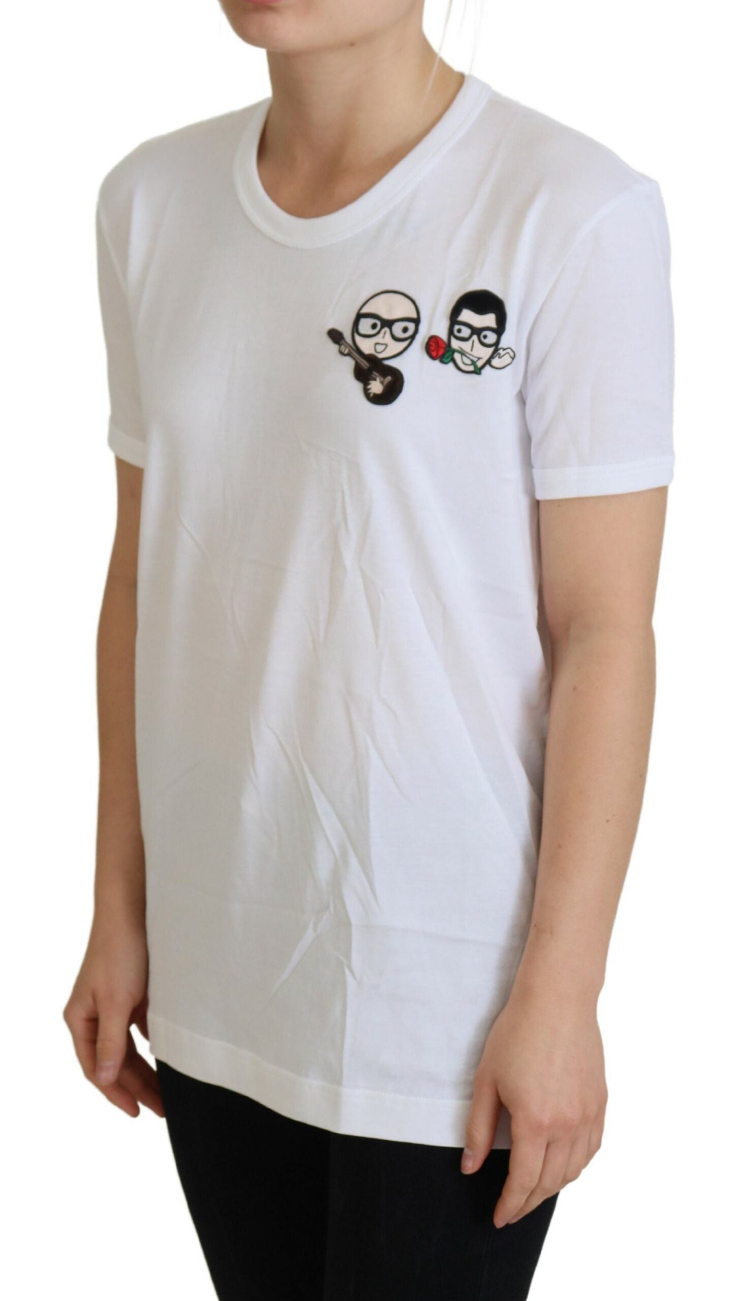 - Elegant White Crewneck Cotton T-Shirt