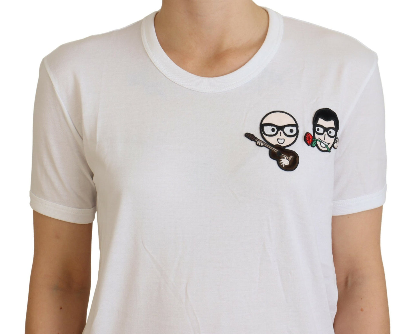 - Elegant White Crewneck Cotton T-Shirt