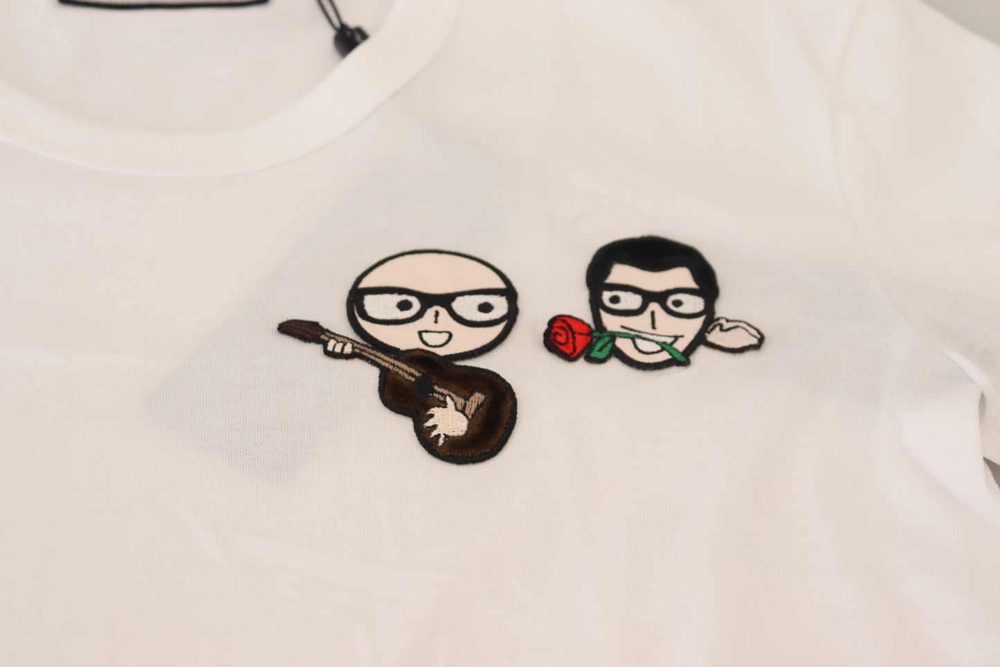 - Elegant White Crewneck Cotton T-Shirt