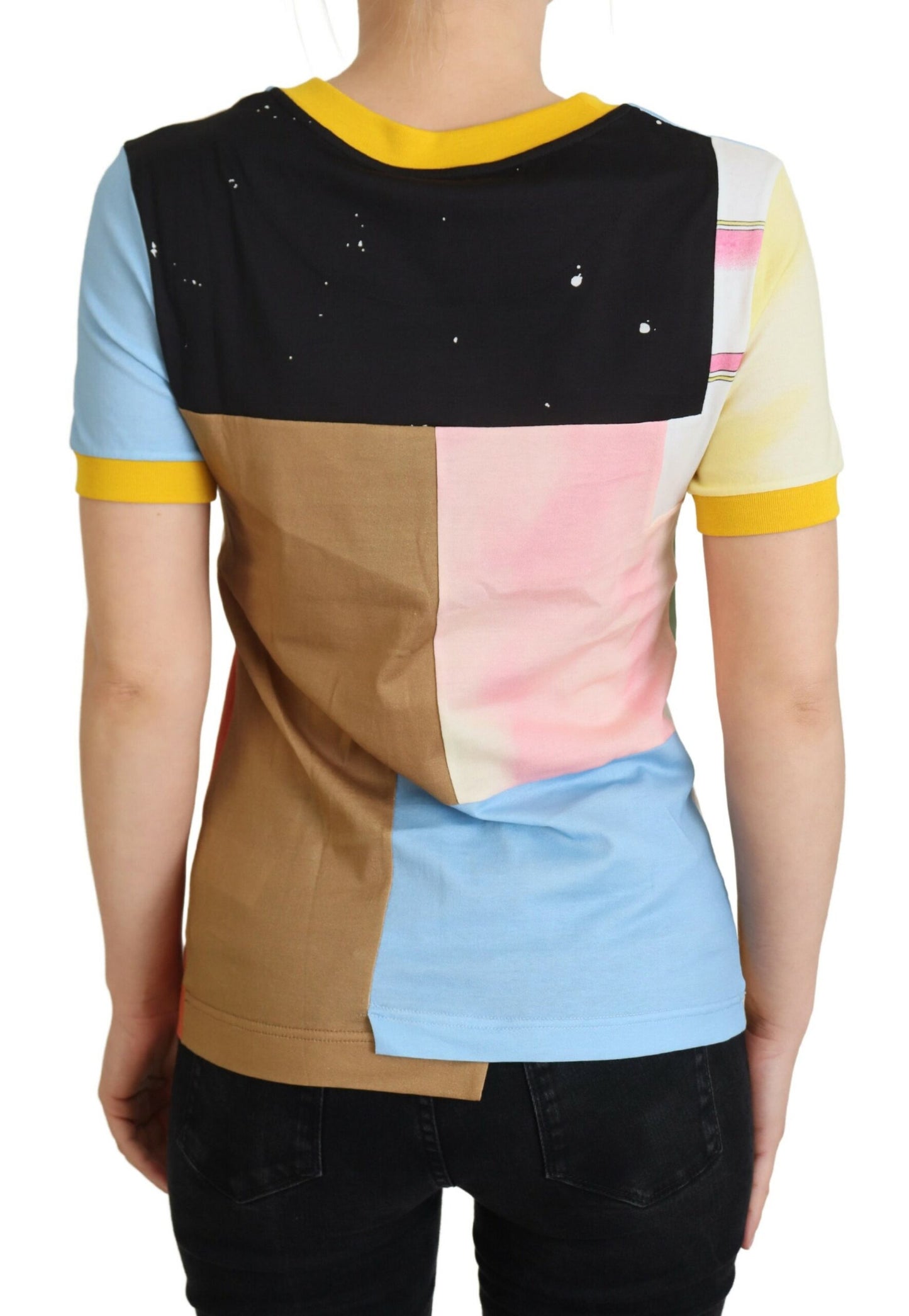 - Patchwork Print Cotton Crewneck Tee
