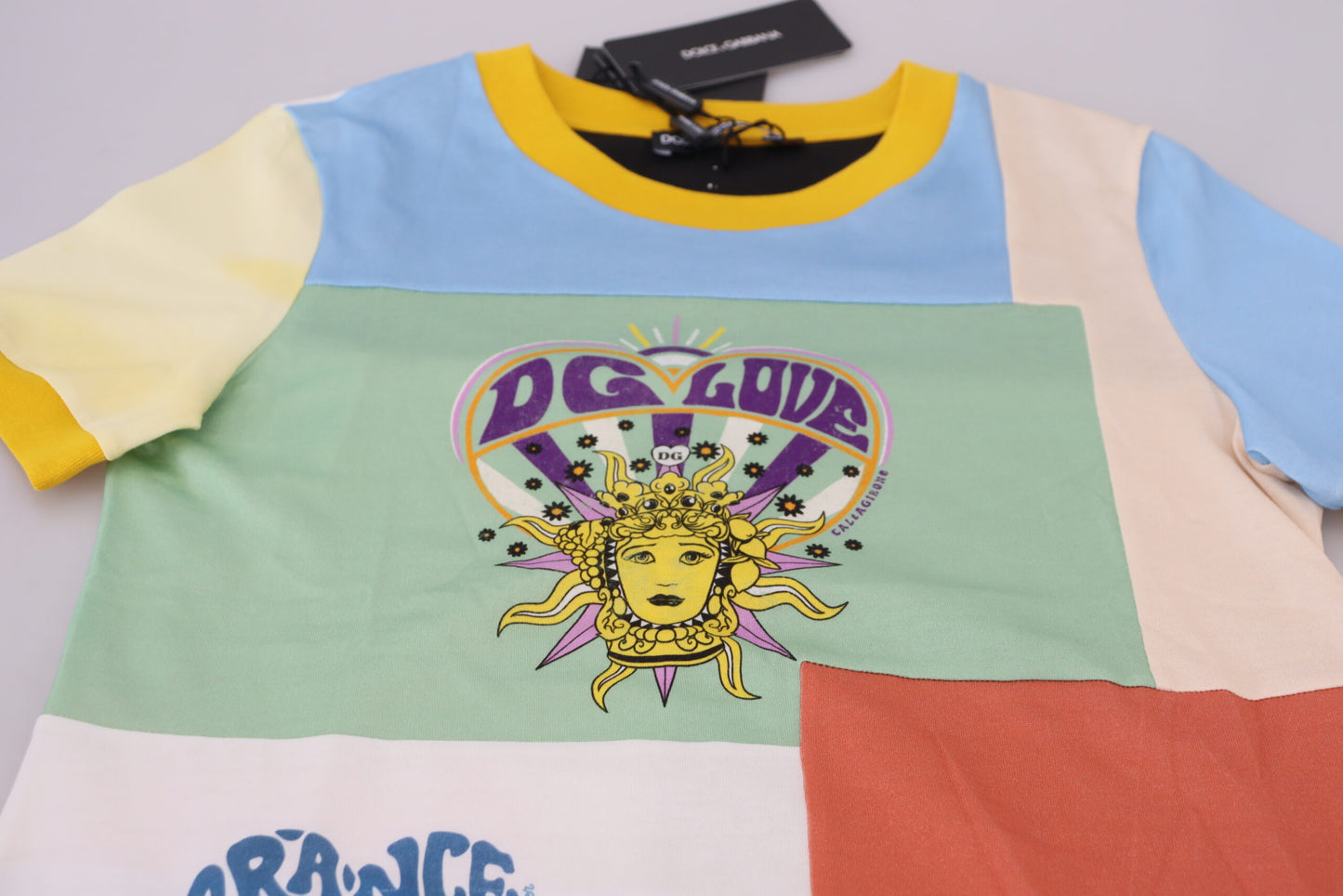 - Patchwork Print Cotton Crewneck Tee