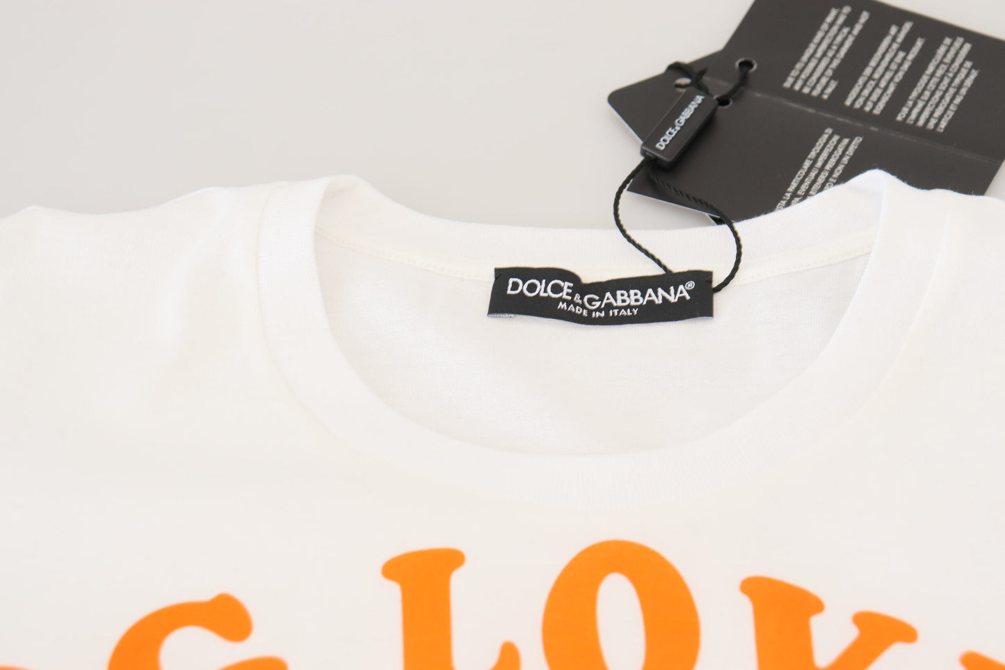 - Elegant White Crew Neck Tee with Colorful Print