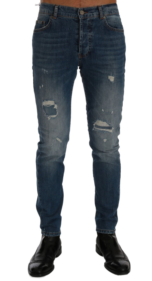 - Svelte Italian Denim - Slim Fit Blue Jeans