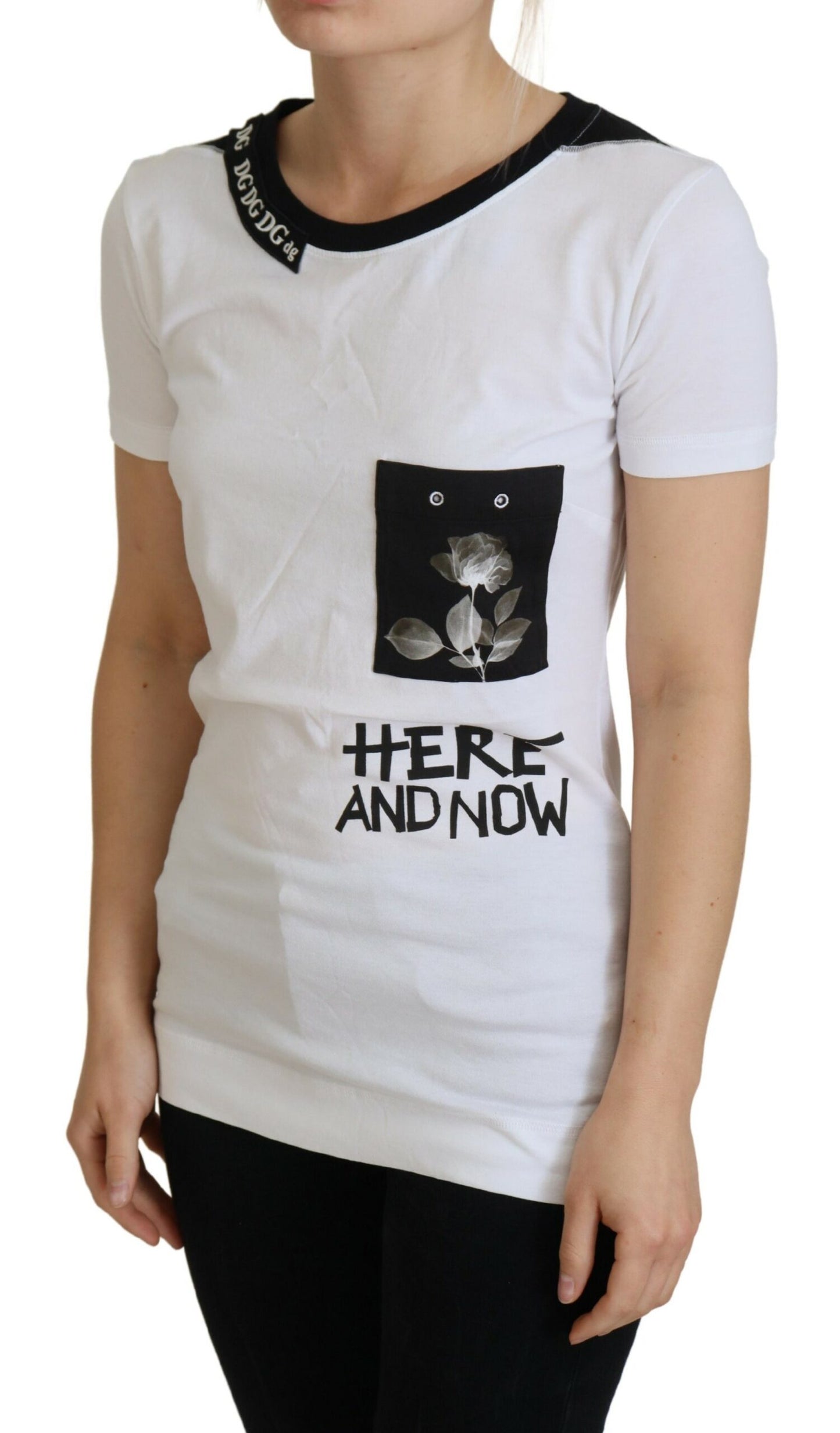 - Chic Monochrome 'Here and Now' Cotton Tee