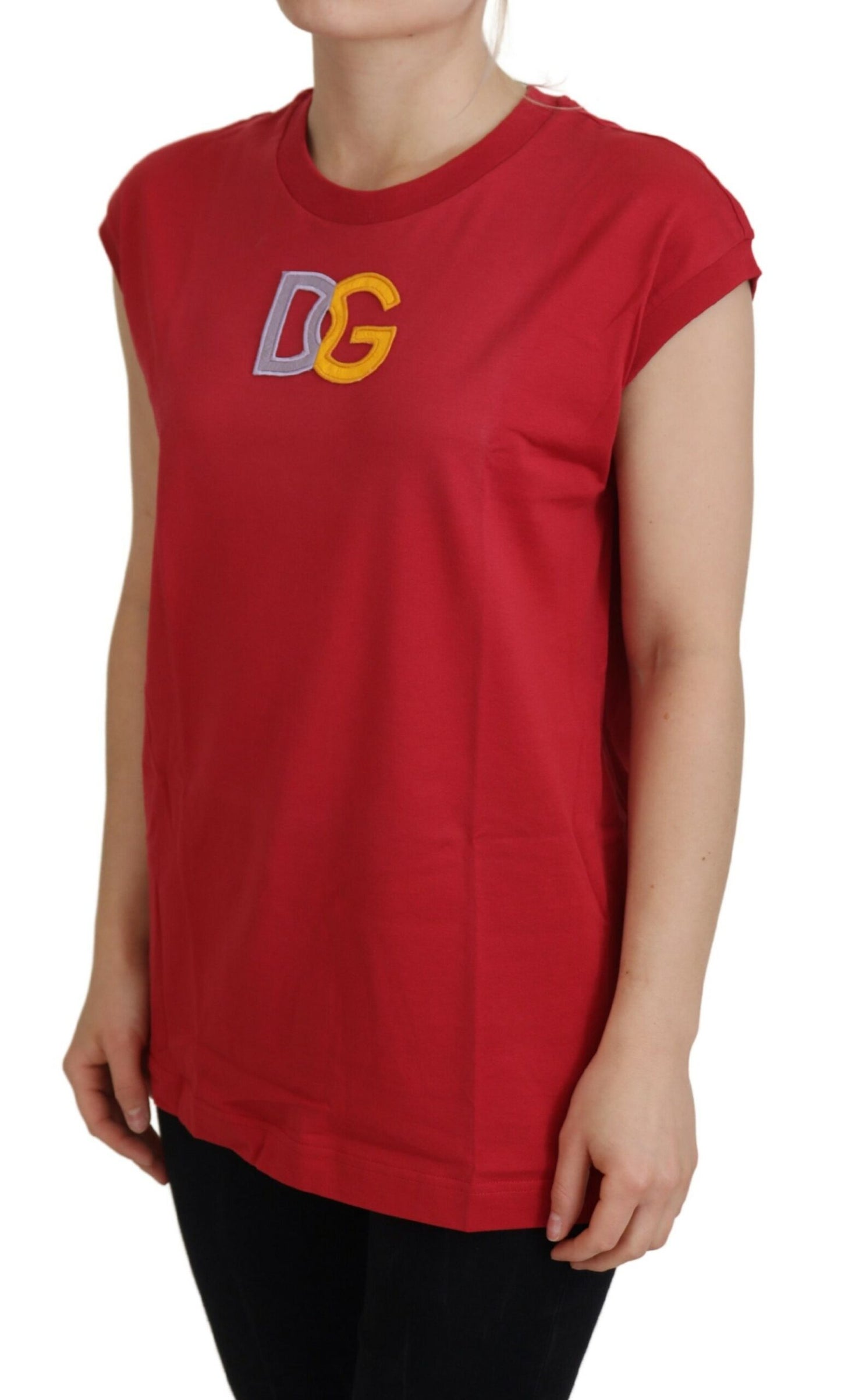 - Elegant Red Sleeveless Cotton Tank Top