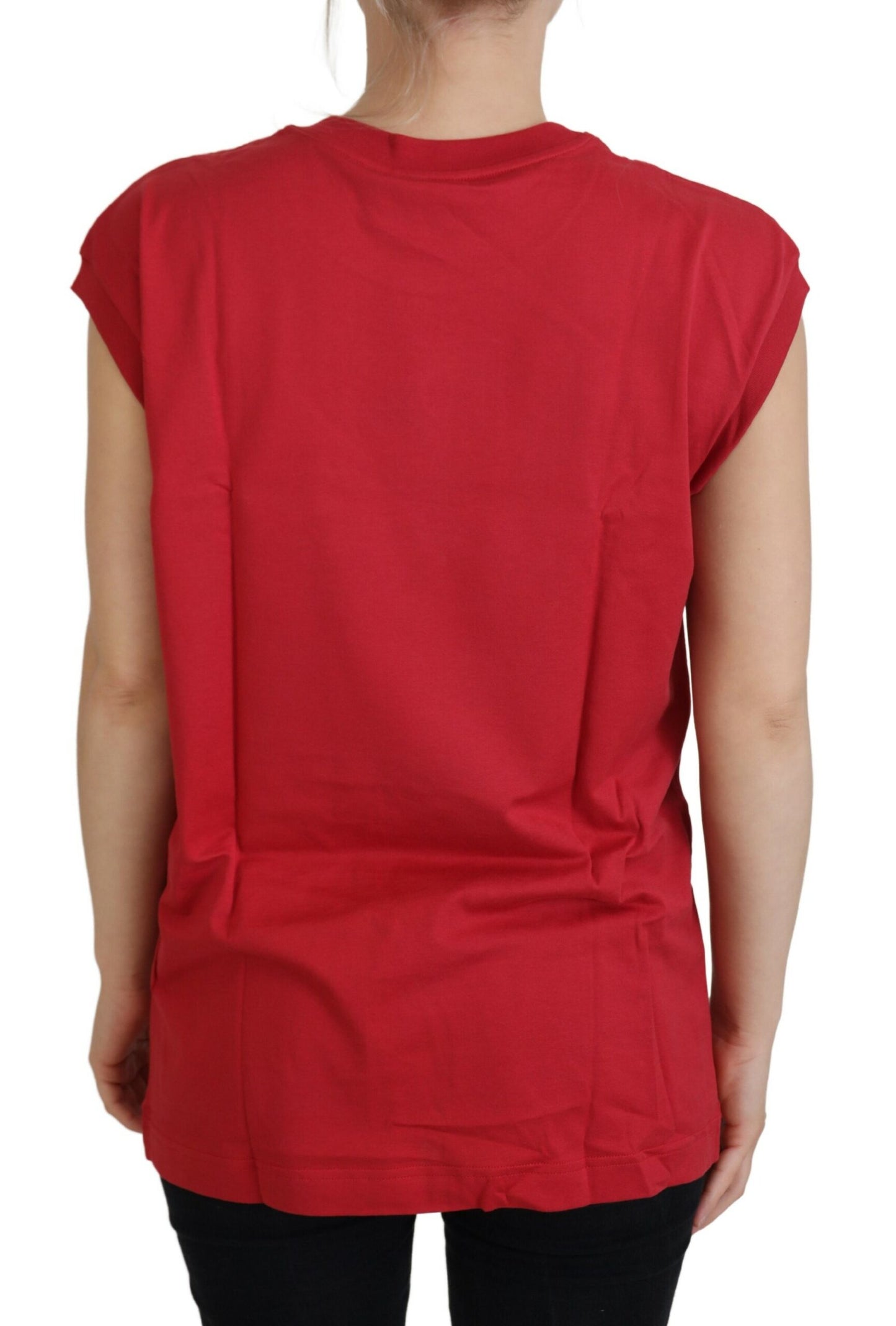 - Elegant Red Sleeveless Cotton Tank Top