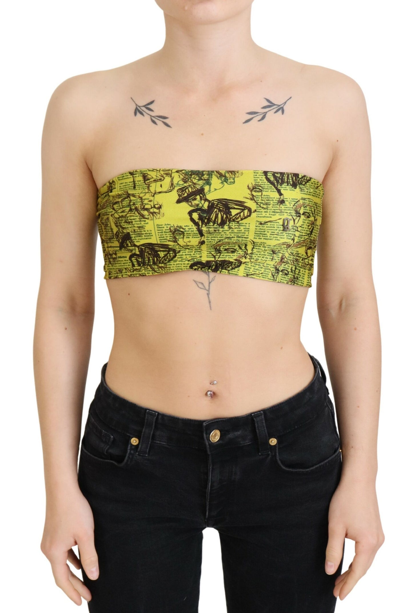 - Chic Cropped Stretch Top Bra in Multicolor Print