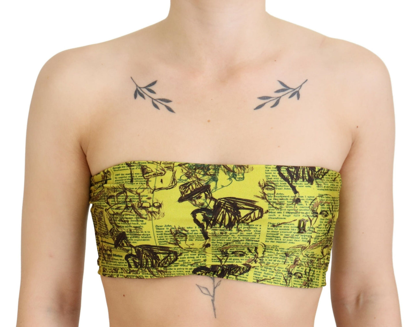 - Chic Cropped Stretch Top Bra in Multicolor Print